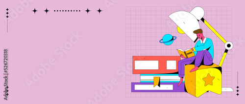 Reading character flat vector concept operation illustration
