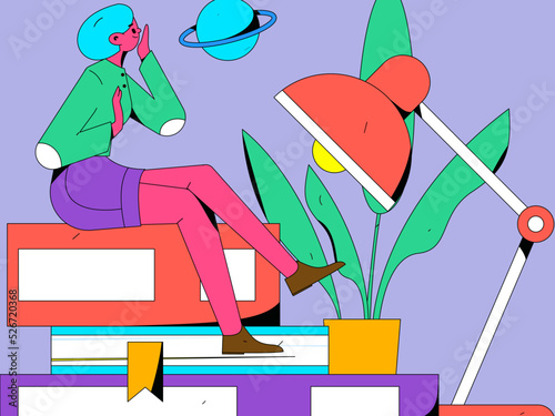 Reading character flat vector concept operation illustration
