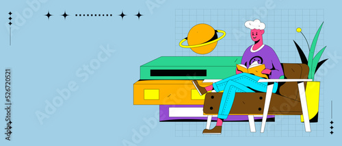 Reading character flat vector concept operation illustration
