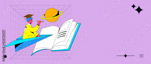Reading character flat vector concept operation illustration
