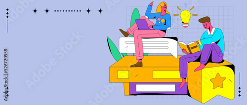 Reading character flat vector concept operation illustration
