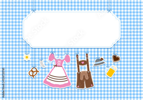 Hängende Icons Oktoberfest Rosa Braun Schild Karomuster