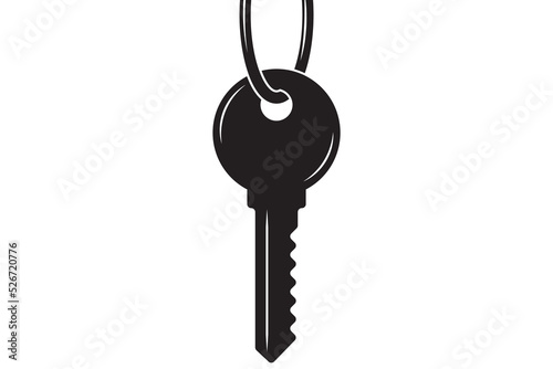 Key icon for lock and open door in house. Safety and security protection symbol.