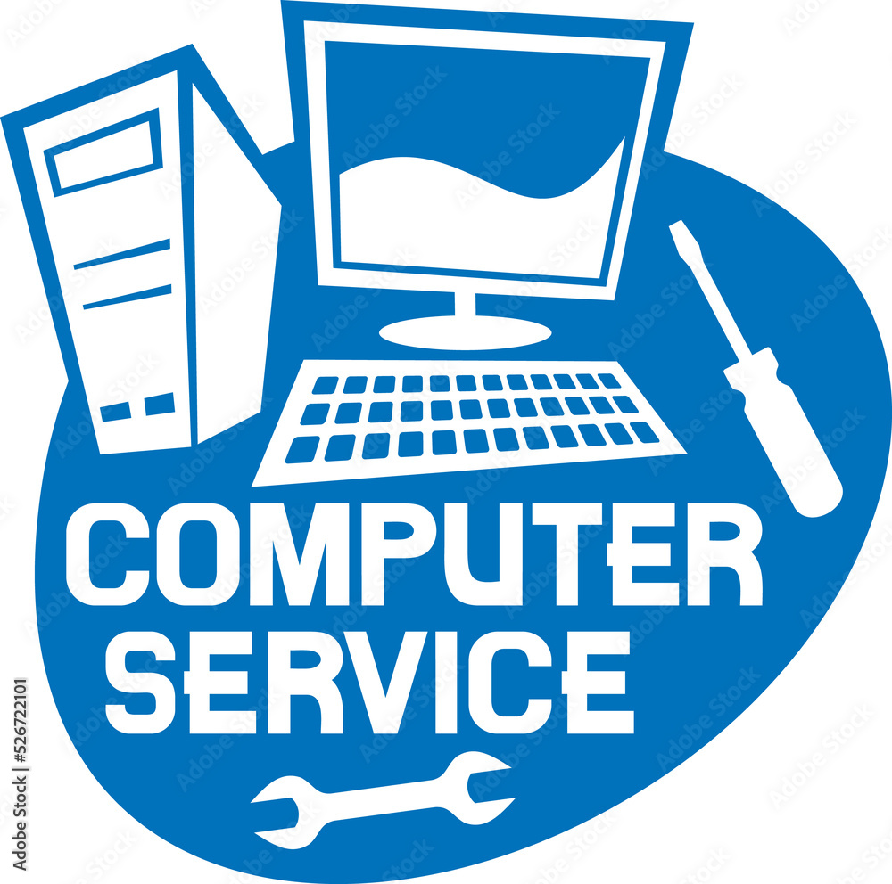 Computer service label png illustration Stock Illustration | Adobe Stock