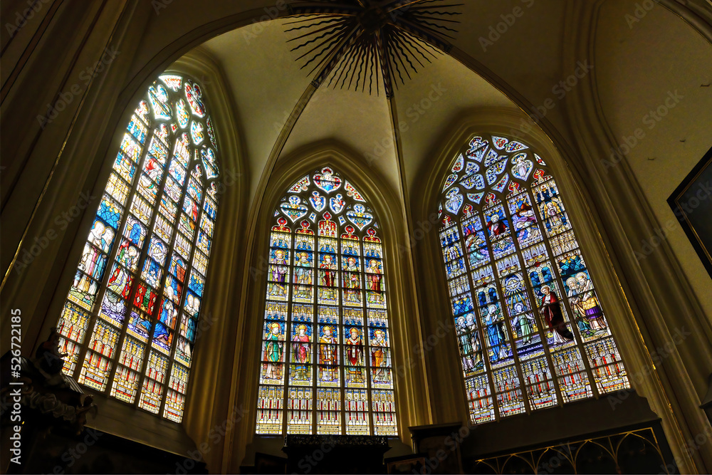 Stained-glass windows, Saint Salvator Cathedral, Bruges, Belgium