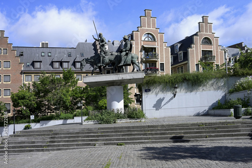 Spanish square with the statue of Don Quichotte and Sancho Panza, Brussels, Brabant, Belgium