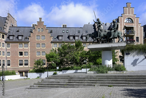 Spanish square with the statue of Don Quichotte and Sancho Panza, Brussels, Brabant, Belgium photo