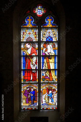 Holy Blood chapel  Figurative stained-glass window  Bruges  Belgium