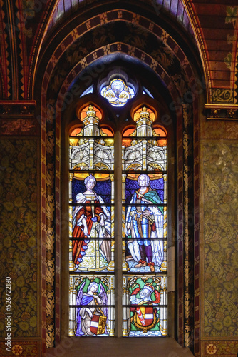 Holy Blood chapel, Figurative stained-glass window, Bruges, Belgium