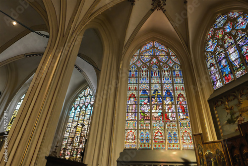 Stained-glass windows, Saint Salvator Cathedral, Bruges, Belgium
