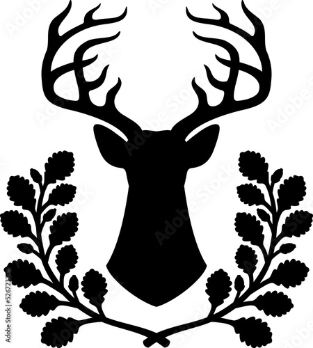 Deer head and oak wreath png illustration