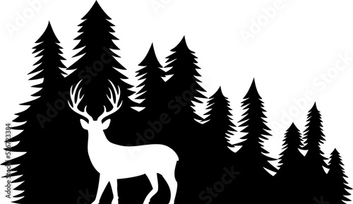 Png illustration of landscape with forest and deer