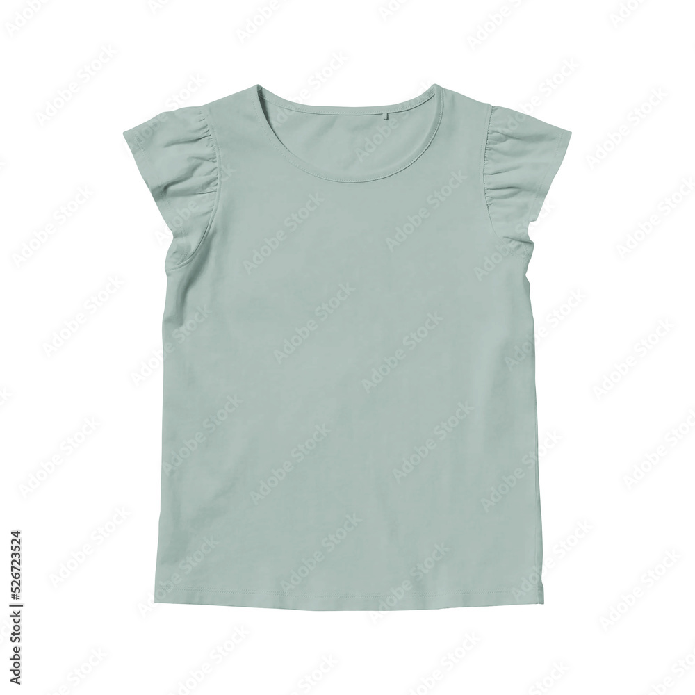 Girls dusty blue cotton blank t-shirt template front view on a transparent background Girls dusty blue cotton blank t-shirt template front view on a transparent background