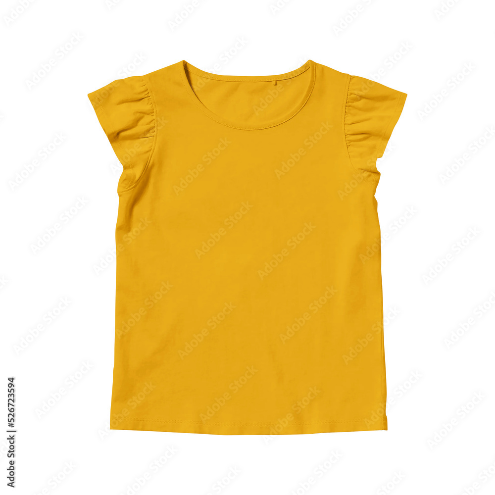 Girls mustrad cotton blank t-shirt template front view on a transparent background Girls mustrad cotton blank t-shirt template front view on a transparent background