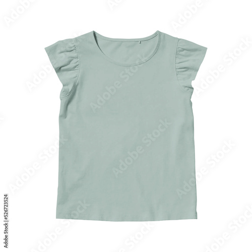 Girls dusty blue cotton blank t-shirt template front view on a transparent background