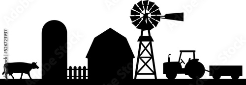 Farm landscape silhouette png illustration