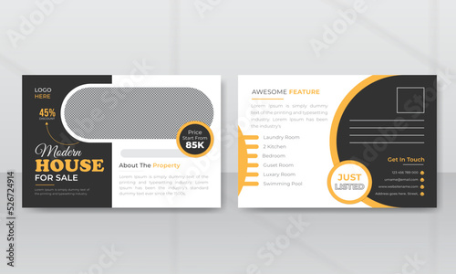 Home for sale postcard, real estate Postcard template