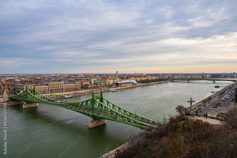 View of the Danube and Budapest from Gellért Hill in autumn