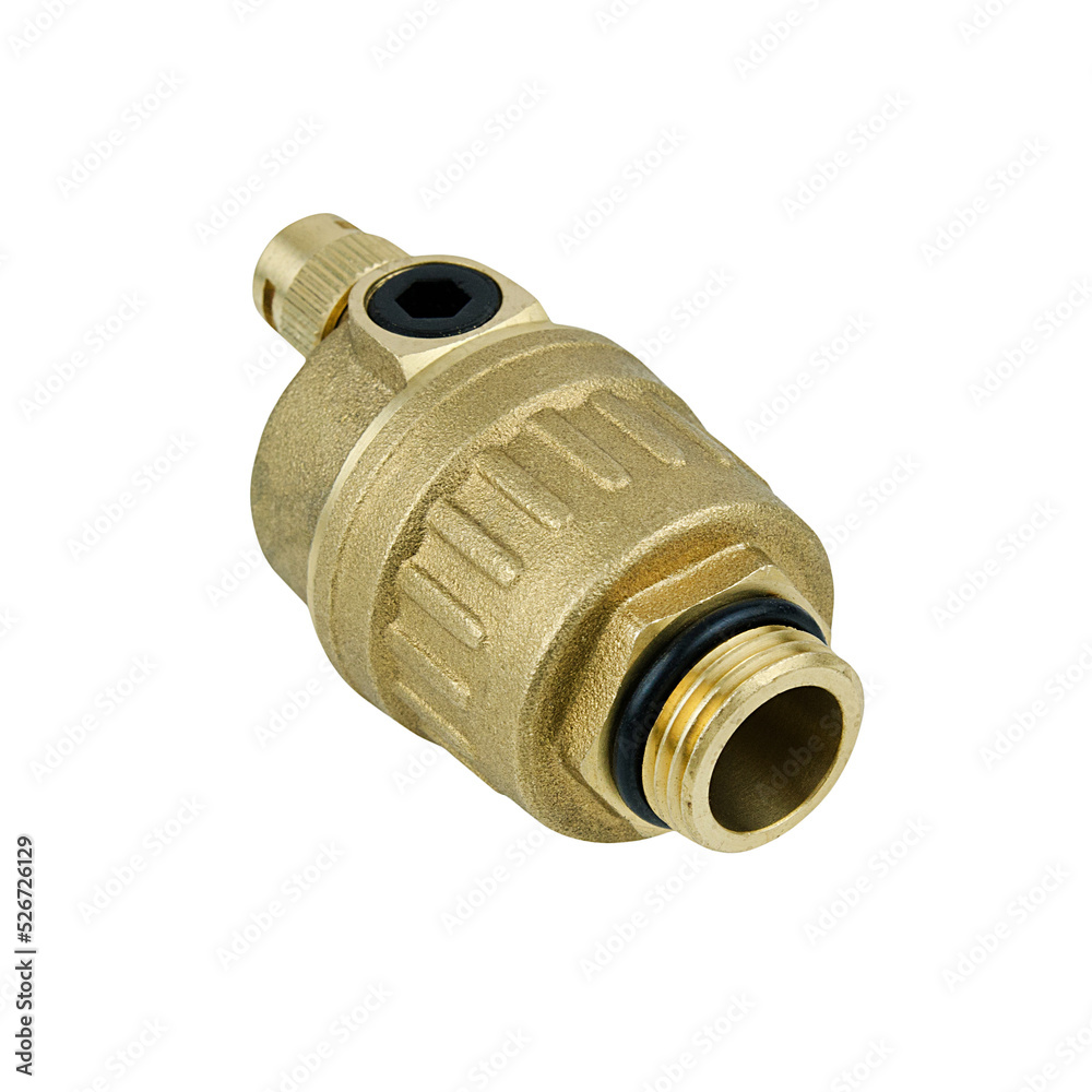Accessories for radiators, automatic vertical air vent on a white background Accessories for radiators, automatic vertical air vent on a white background