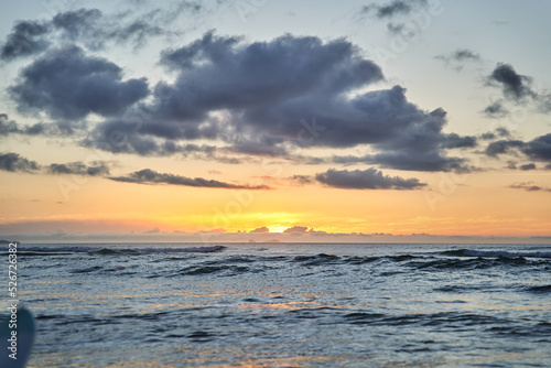 Beautiful seascape at the evening, sunrise over sea or ocean