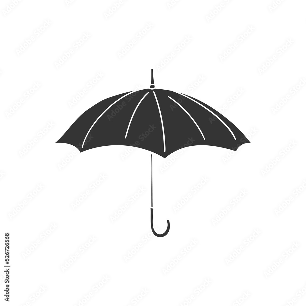 Umbrella Icon Silhouette Illustration. Rain Vector Graphic Pictogram Symbol Clip Art. Doodle Sketch Black Sign.