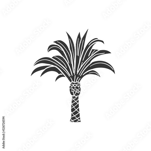 Palm Tree Icon Silhouette Illustration. Summer Vector Graphic Pictogram Symbol Clip Art. Doodle Sketch Black Sign.