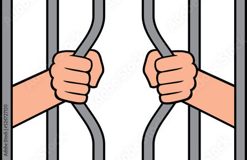 Prison break - hands holding bars (man in jail) 