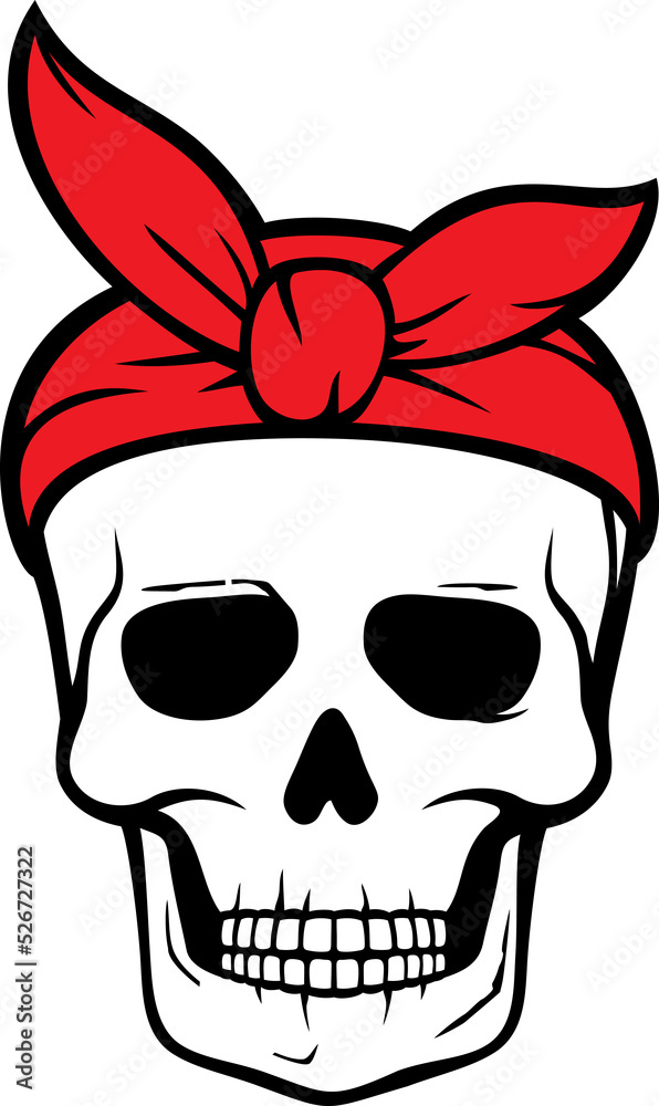 Human skull with bandana png illustration Stock-Illustration | Adobe Stock
