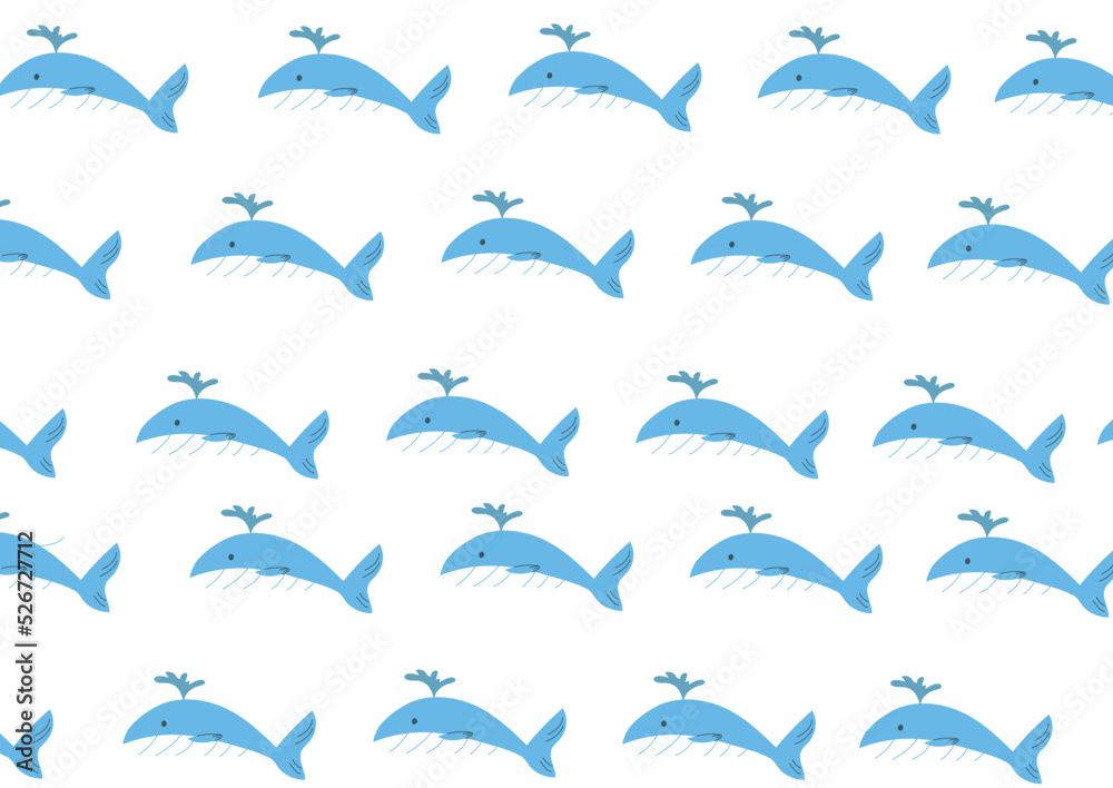 Naklejka premium Cute whale seamless pattern vector.