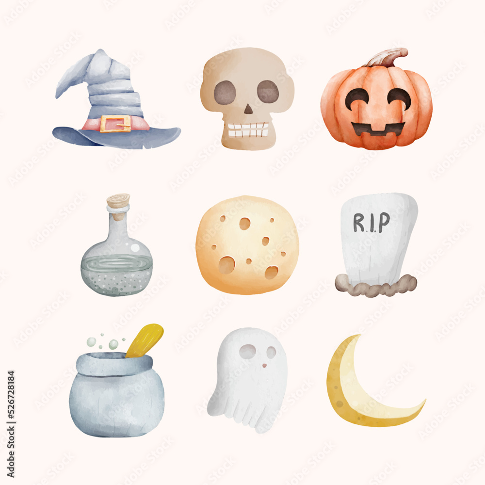 set bundle halloween watercolor illustration set bundle halloween watercolor illustration