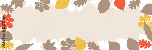 Abstract autumn background for fall holiday banner with any leaves. Oak, Marple, Birch, willow, chestnut, linden, vector illustration
