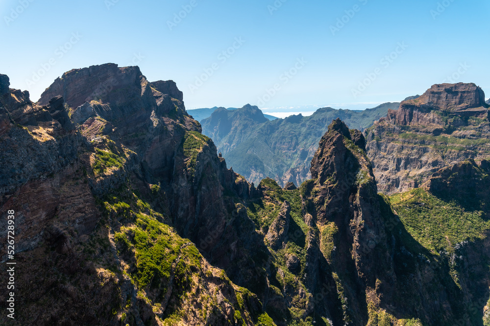 Mountains at the Ninho da Manta viewpoint on Pico do Arieiro, Madeira. Portugal