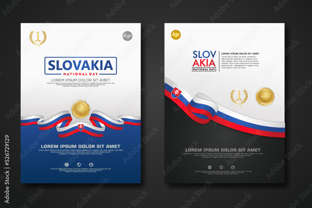 Obraz premium Set poster design Slovakia Constitution Day background template