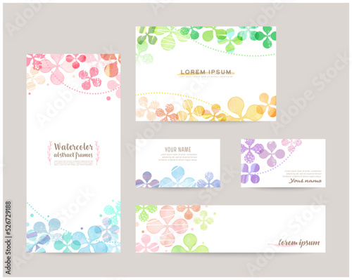 leaflet cover, card, business cards, banner design templates set (leaves)