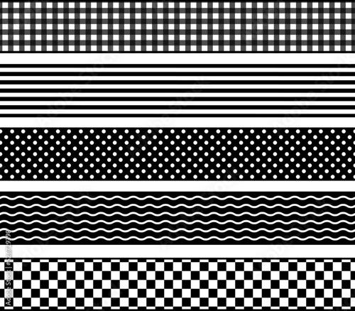Set black seamless ribbons templates