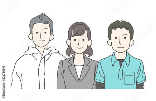 頼もしい社員・スタッフ一同　イメージイラスト　清掃業　特殊清掃　専門職