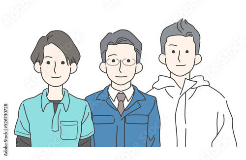 頼もしい社員・スタッフ一同　イメージイラスト　清掃業　特殊清掃　専門職