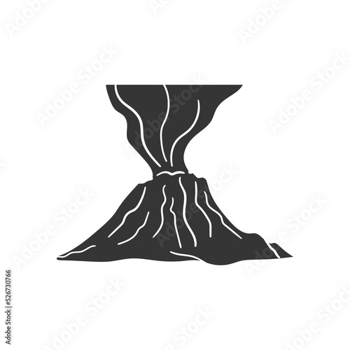 Volcano Icon Silhouette Illustration. Mountain Lava Vector Graphic Pictogram Symbol Clip Art. Doodle Sketch Black Sign.