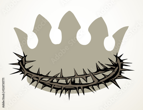 Precious golden crown with thorns. Vector drawing