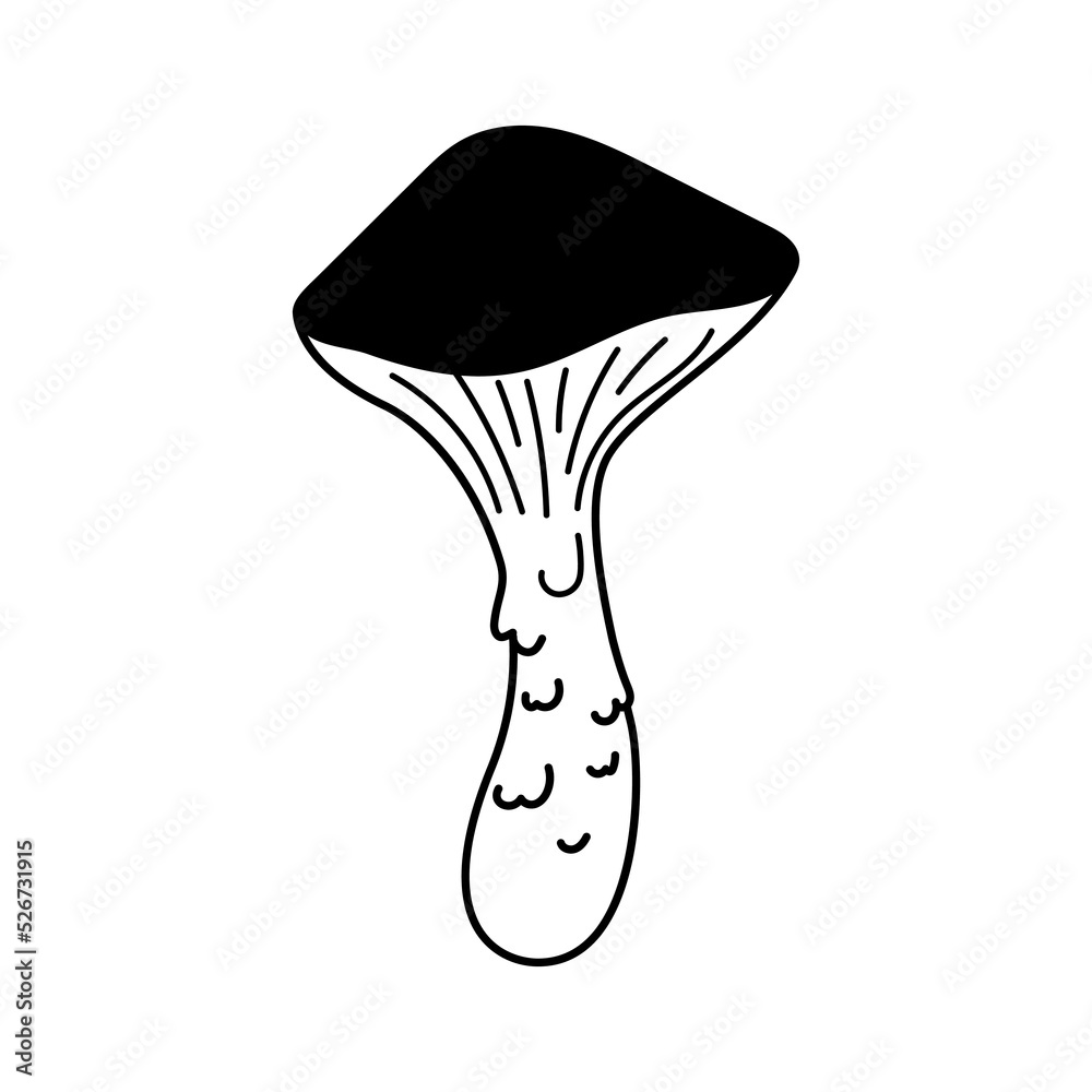 Doodle mushroom icon. Hand drawn sketch linear vector illustration. Black fungus, line art forest plant Doodle mushroom icon. Hand drawn sketch linear vector illustration. Black fungus, line art forest plant