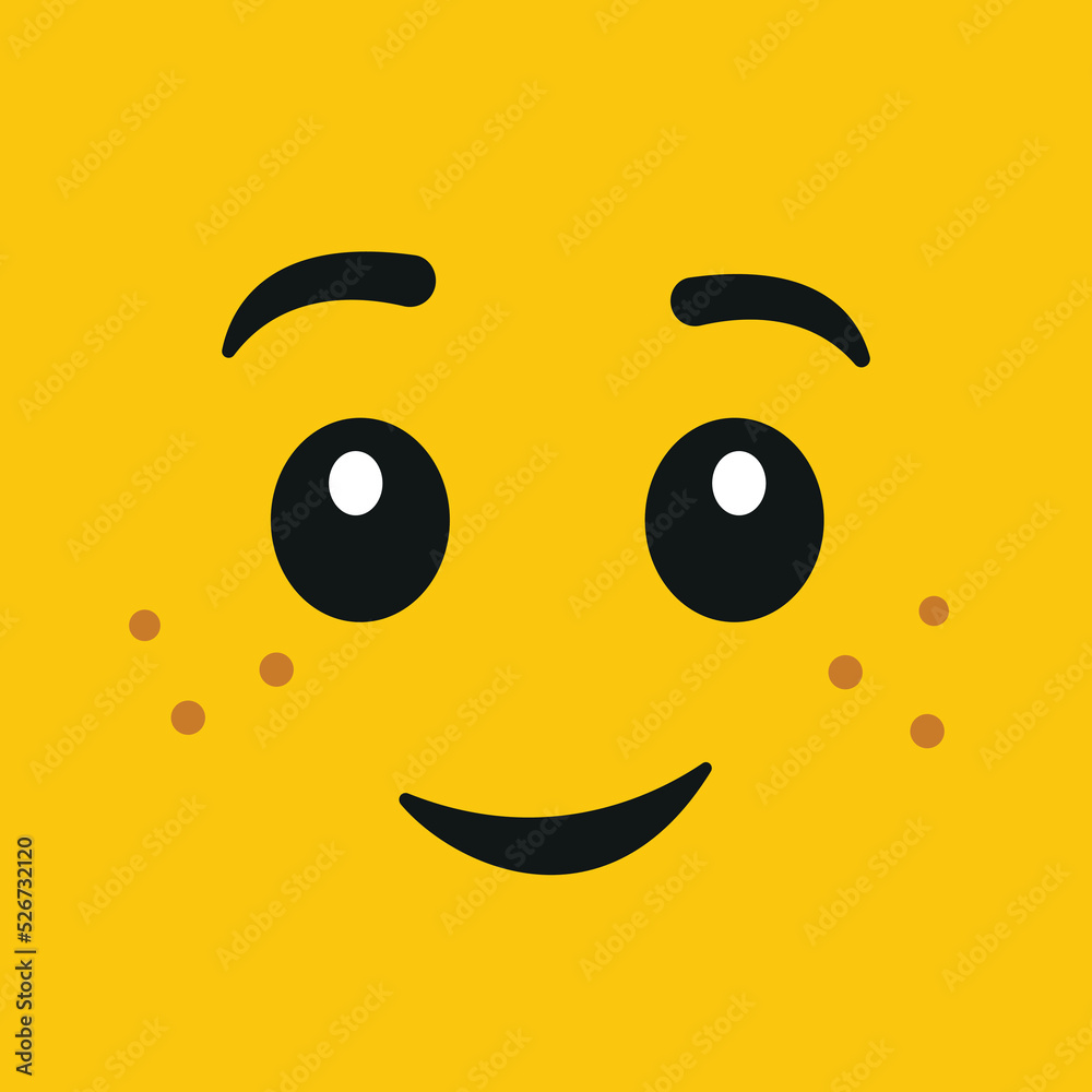 Yellowhead minifigure Freckle Smiling Face Eyebrows Smiley Lego Emoji Stock  Vector | Adobe Stock