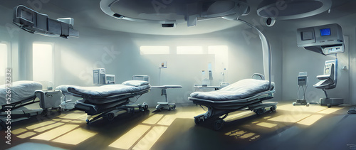 Artistic concept painting of a beautiful sci-fi futuristic hospital. Tender and dreamy design, background illustration.