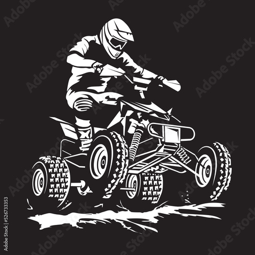 ATV extreme sport vector illustration, perfect for tshirt design and championship event logo design