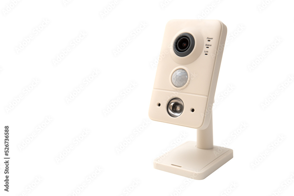 Fototapeta premium Security camera isolated on white with clipping path.
