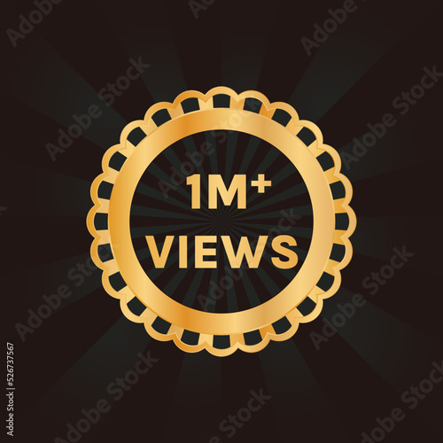 1 million views or 1m views celebration background design vector