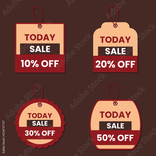 different percent discount price tag label or hang tag set vector