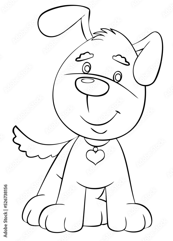 Dog. Element for coloring page. Cartoon style. Stock Vector | Adobe Stock
