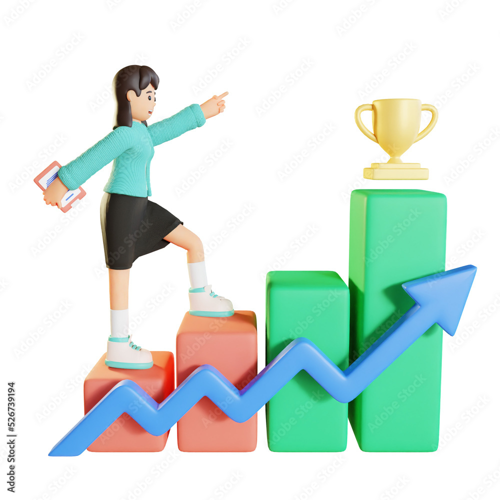 Woman Hiking Data Work Activity 3D Illustrations Woman Hiking Data Work Activity 3D Illustrations