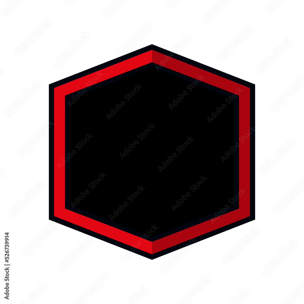 Black and red frame. Hexagon square shape. Vector illustration. Isolated on white background. Black and red frame. Hexagon square shape. Vector illustration. Isolated on white background.