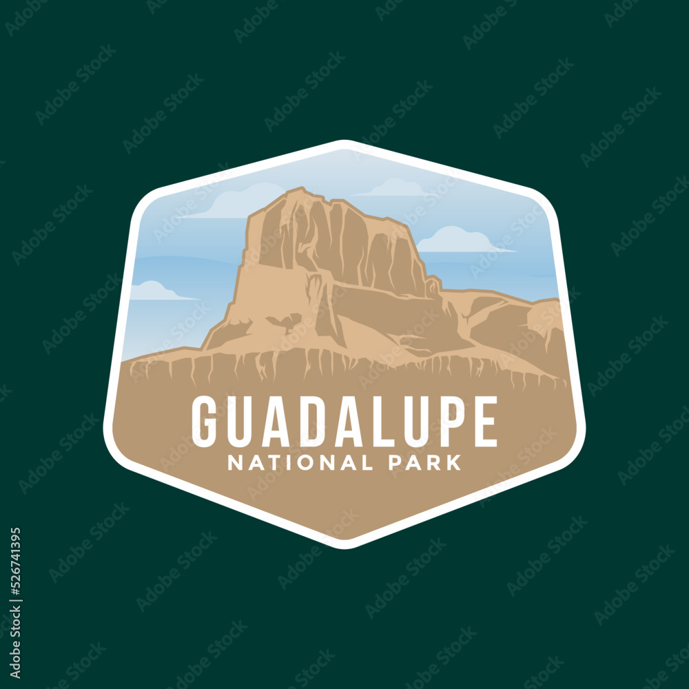 Guadalupe Mountain National Park Illustration Logo Emblem On Dark 